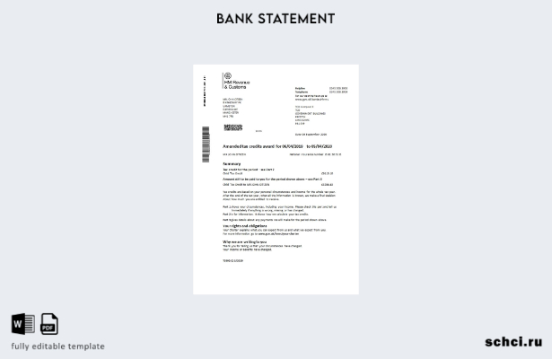 цифровая загрузка шаблона слова банковской выписки HM Revenue & Customs